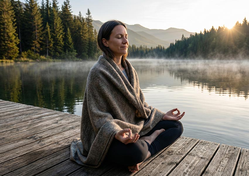 beginner meditating in a calm space